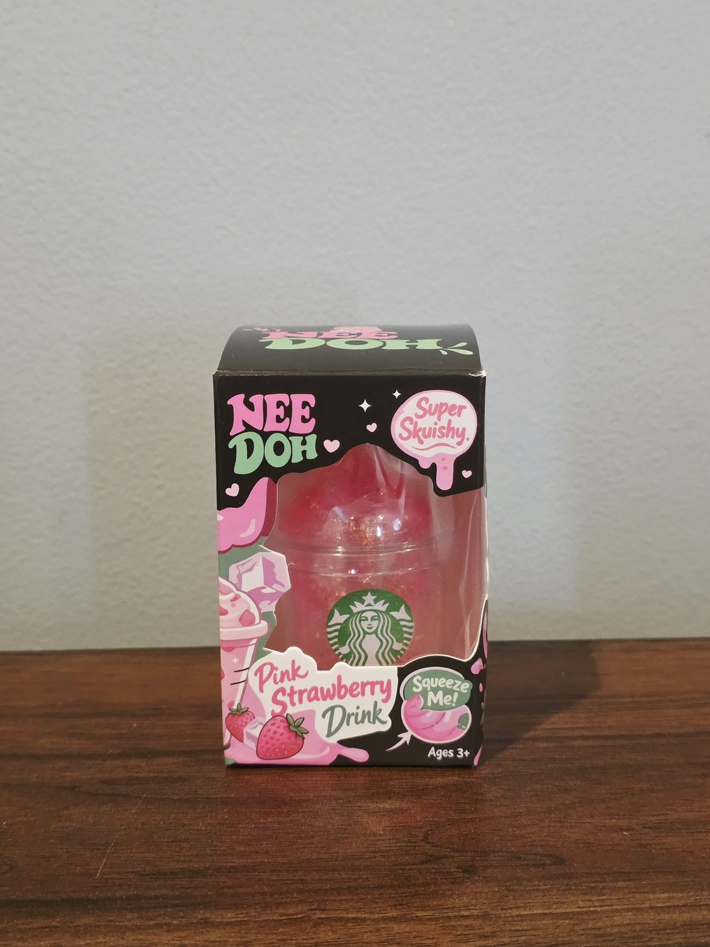 Pink Strawberry Drink Super Squishy Toy - Starbucks Logo